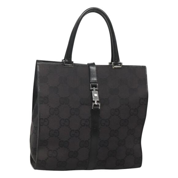 GUCCI GG Canvas Jackie Hand Bag Black Silver 002 1064 002 1064 - Picture 1 of 16